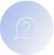 Blue circular button with a white question mark inside a speech bubble icon.