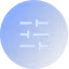 Blue circle icon with three white horizontal adjustment sliders.