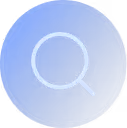 Magnifying glass icon symbolizing search on a blue circular button.