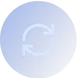 Blue circular button with white refresh or sync arrows forming a loop.