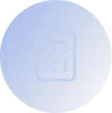 Blue circular button with a white calculator icon in the center.