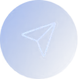 White paper plane icon on a blue circular background.