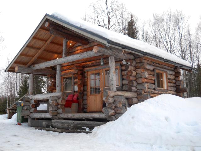 Finnish sauna cottage winter snow