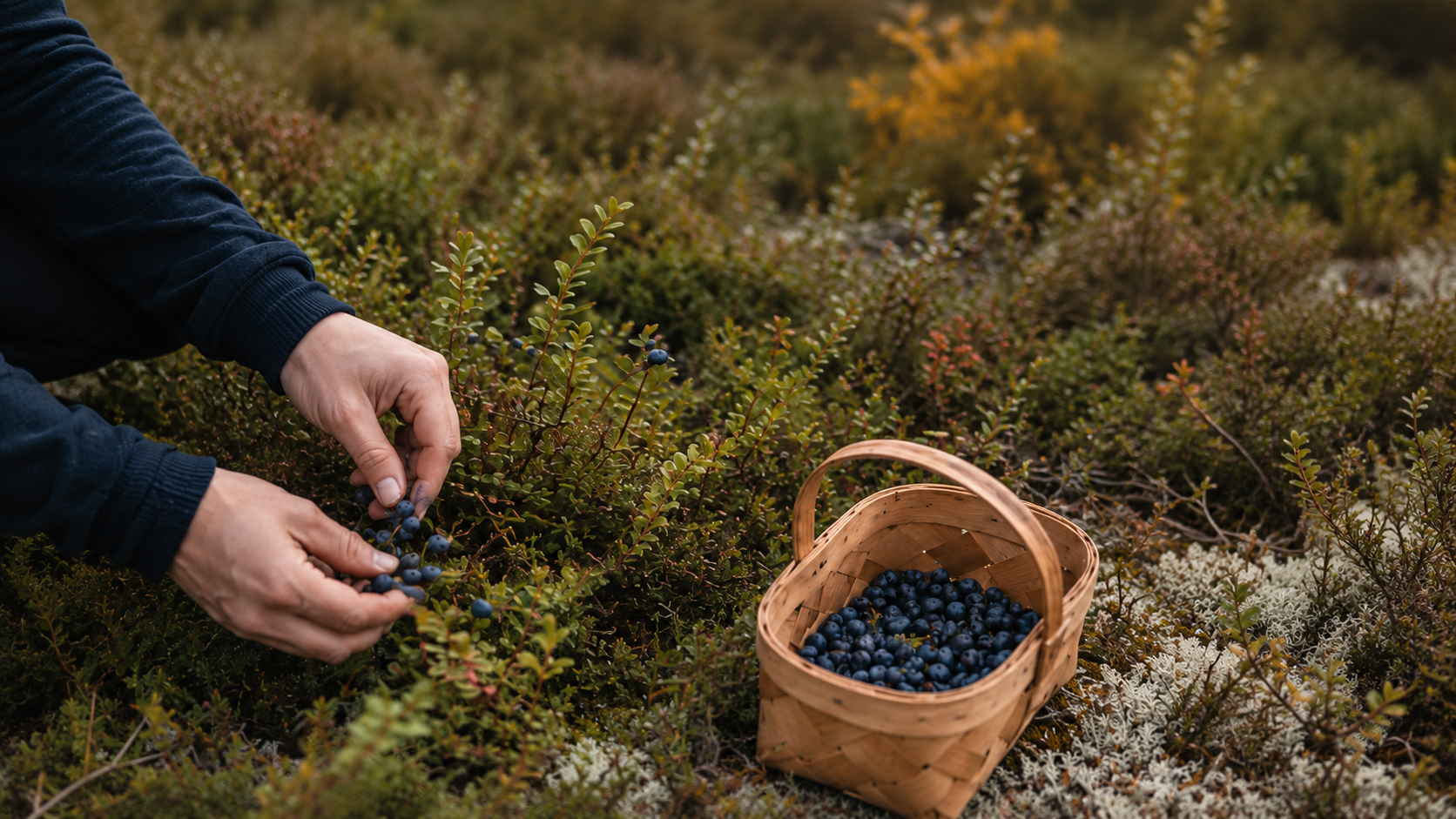 Picking Wild Bilberries in Finnish Lapland