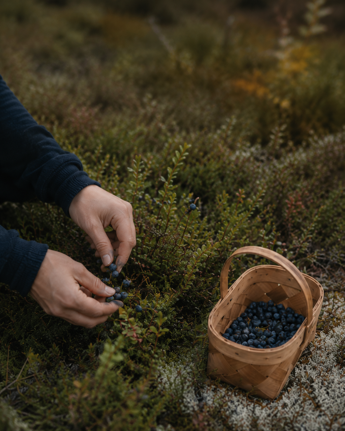 Picking Wild Bilberries in Finnish Lapland