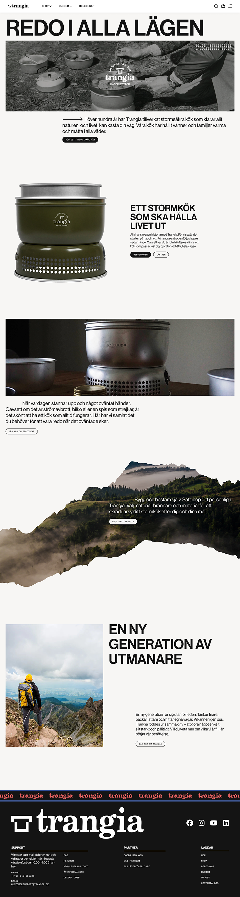 Image of the Desktop version of Trangias Website