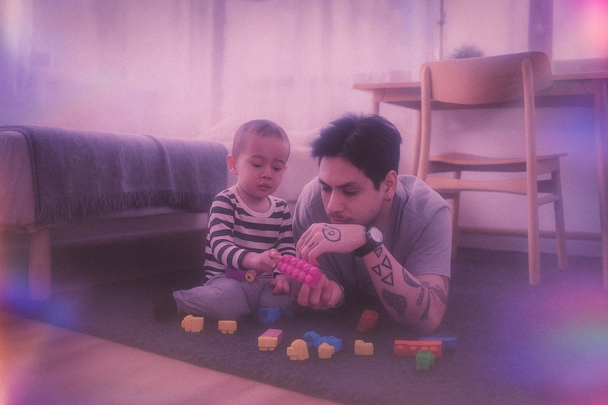 An adult and a young child working together during an in-home session