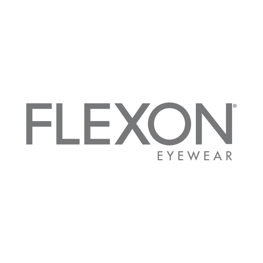 Flexon Eyewear logo in gray text on white background