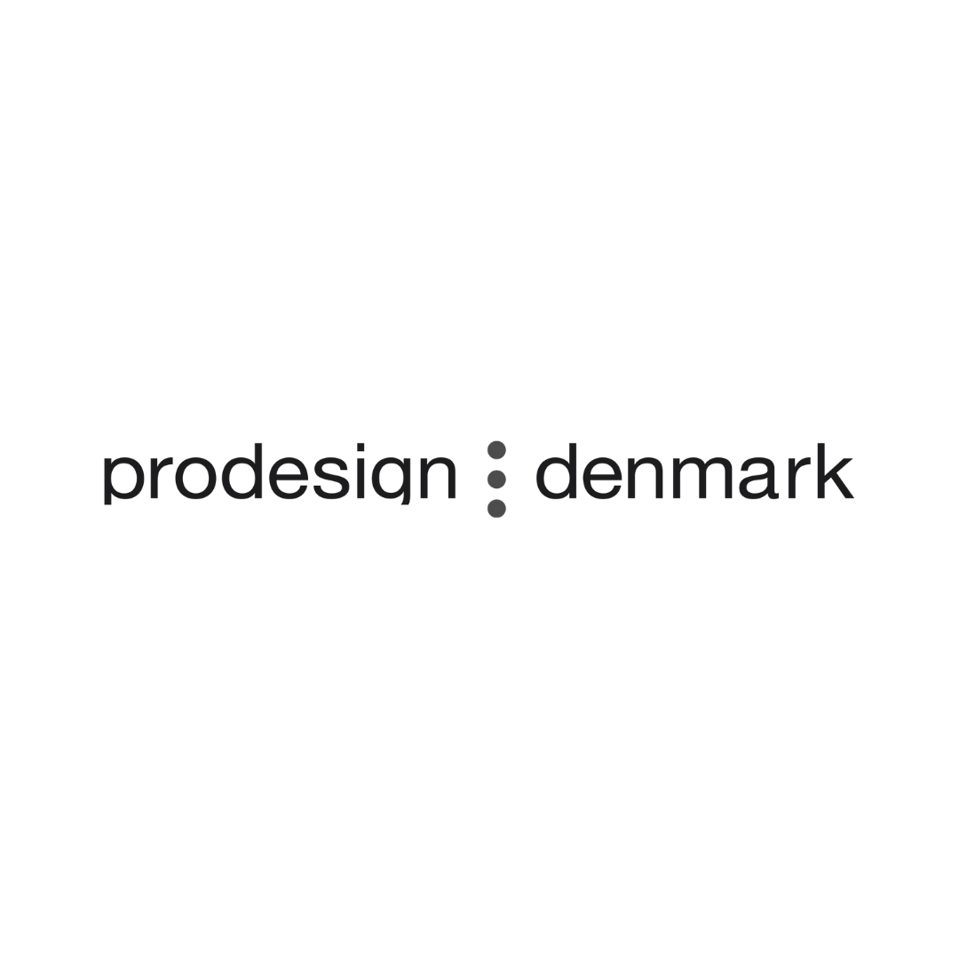 Prodesign Denmark logo with text and three vertical dots