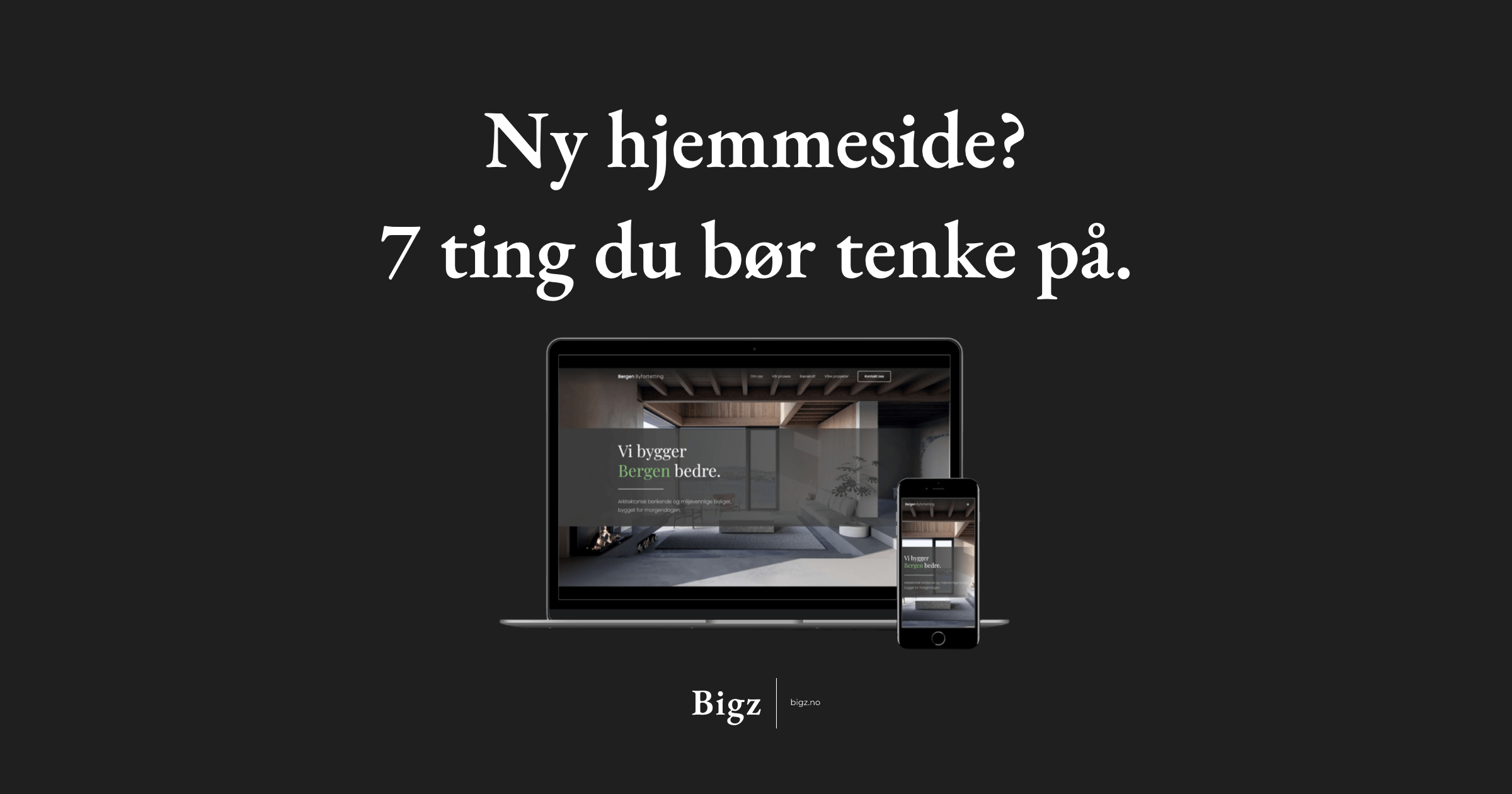 Desktop og mobil med en nettside