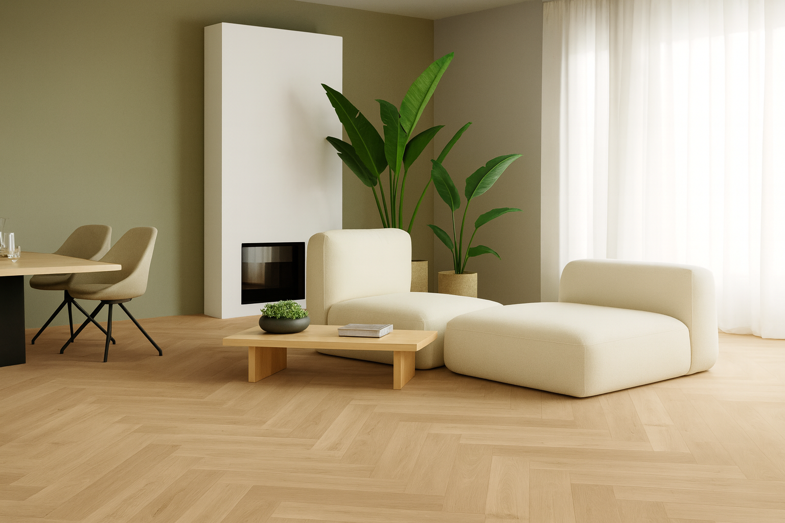 Moderner Wohnraum mit Bodenverlegung