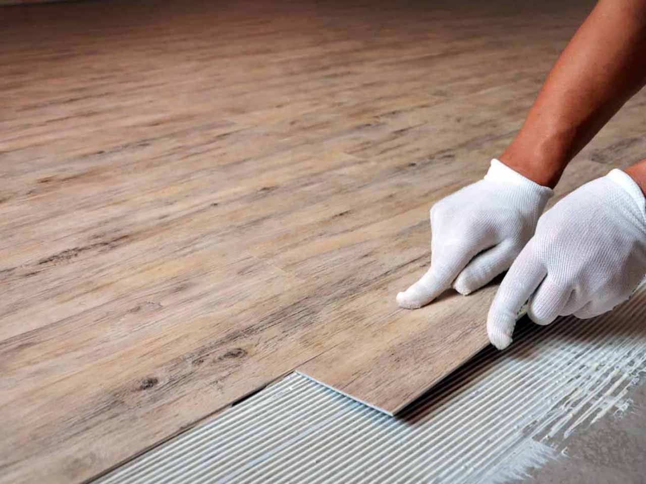 Detailansicht von Parkett und Bodenarbeiten