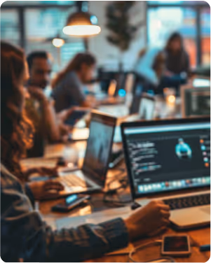 Content creators editing and preparing social media posts quickly on laptops