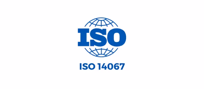 ISO 14067 logo – product carbon footprint standard for ESG compliance and sustainability measurement.