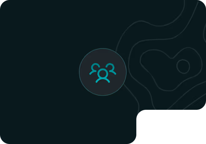 Dark UI card displaying a group icon centered on the card