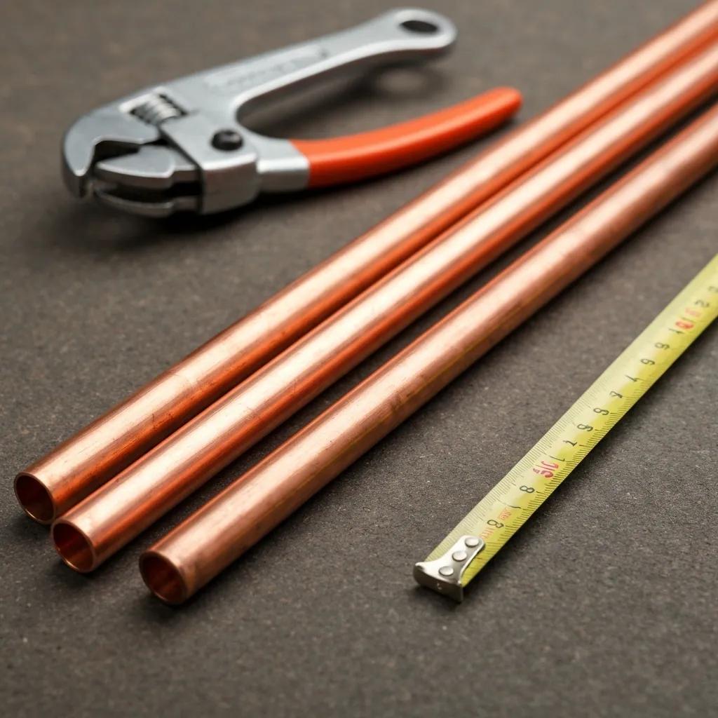 Close-up view of PEX and copper pipes ready for plumbing installation