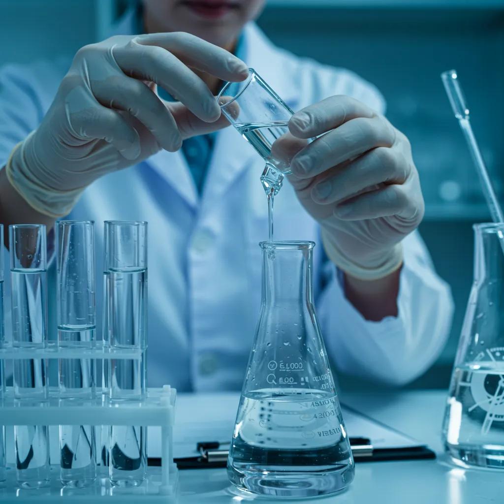 Scientist testing water samples for contaminants in a laboratory setting