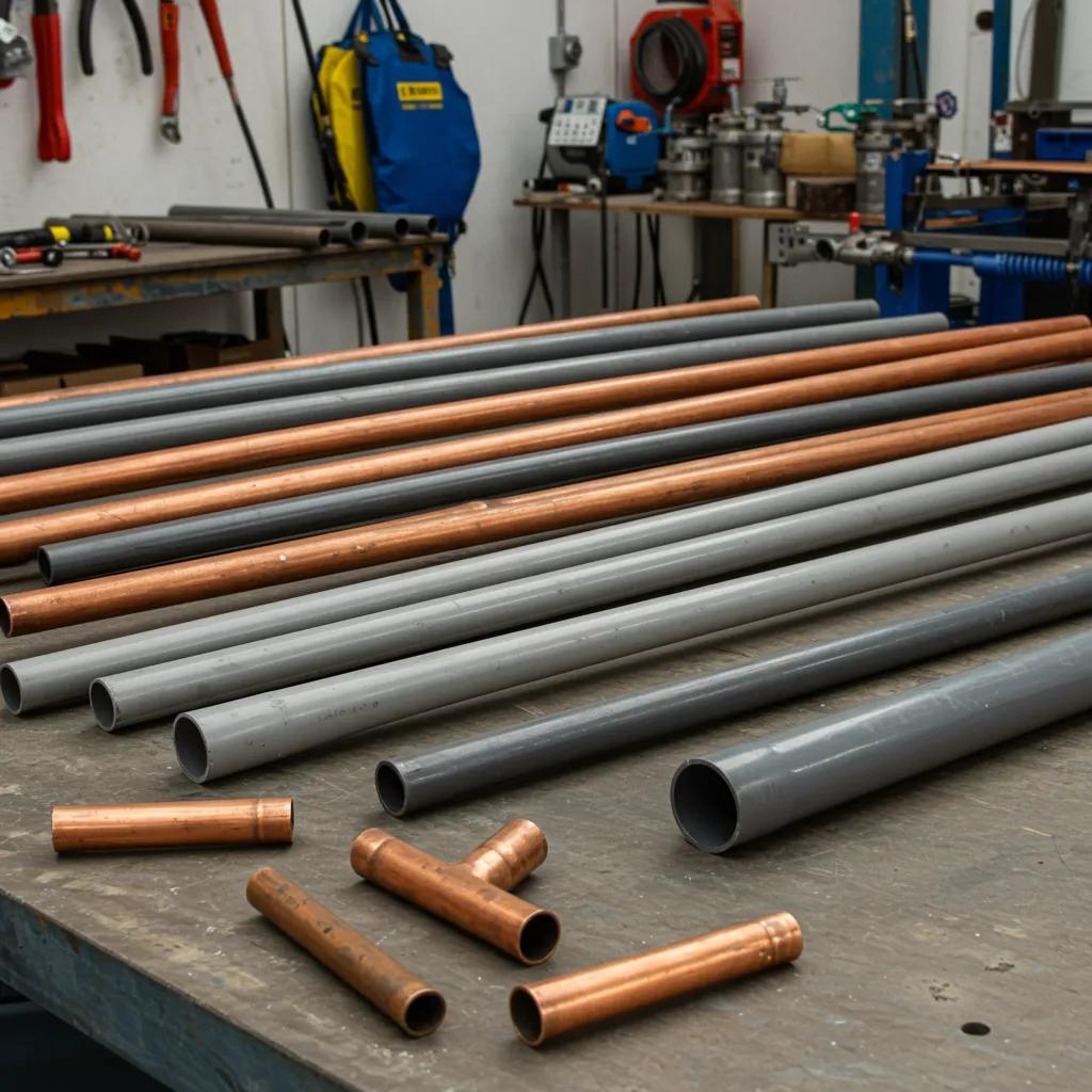 Different types of plumbing pipes illustrating safety considerations for hydro jetting