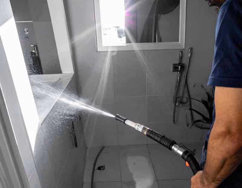 a plumber hydro jetting a drain