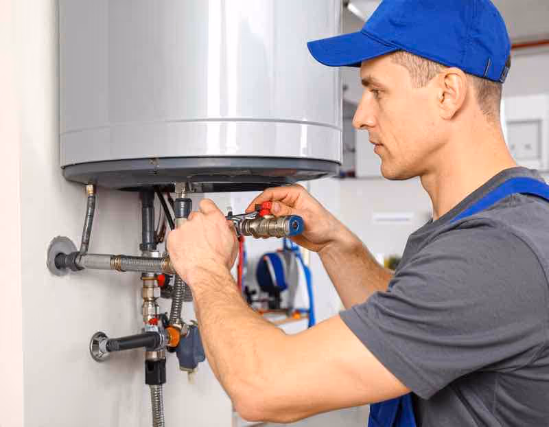 a plumber repairing a water heater in orlando