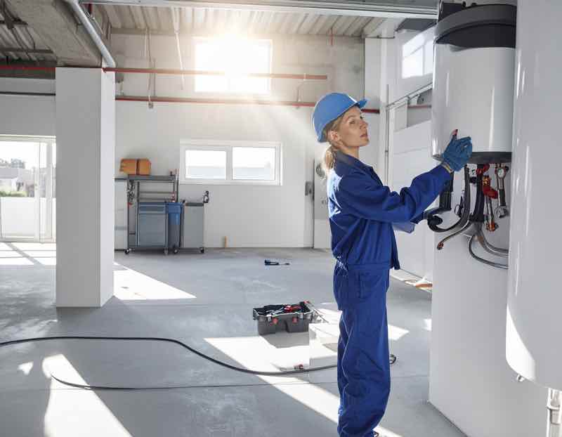 A plumber installing a water heater in Dr Phillips orlando