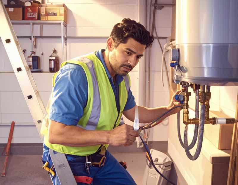 A plumber installing a water heater in Winter Garden FL