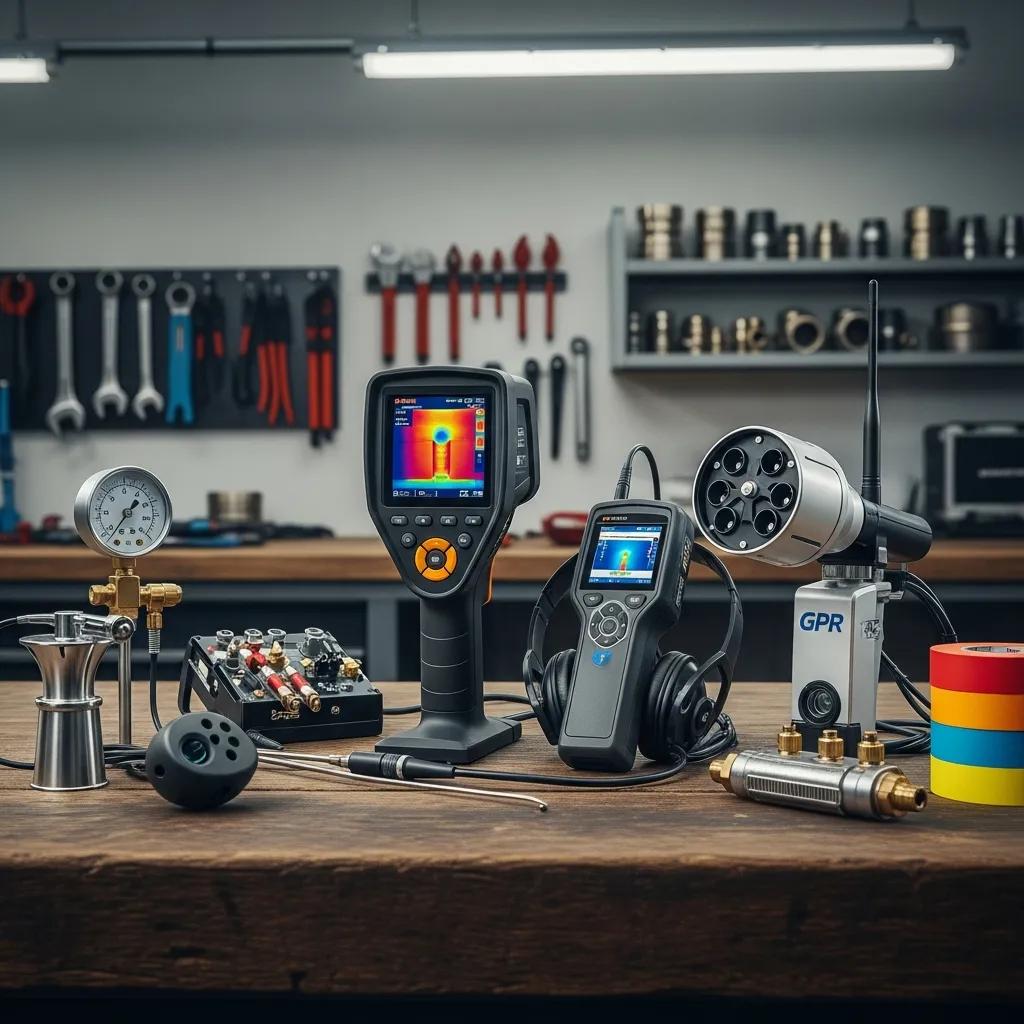 Array of leak detection tools including acoustic sensors and thermal cameras