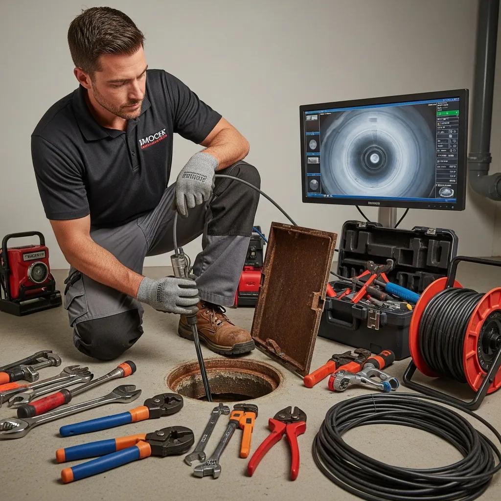 Plumber performing a sewer camera inspection to prevent drain issues