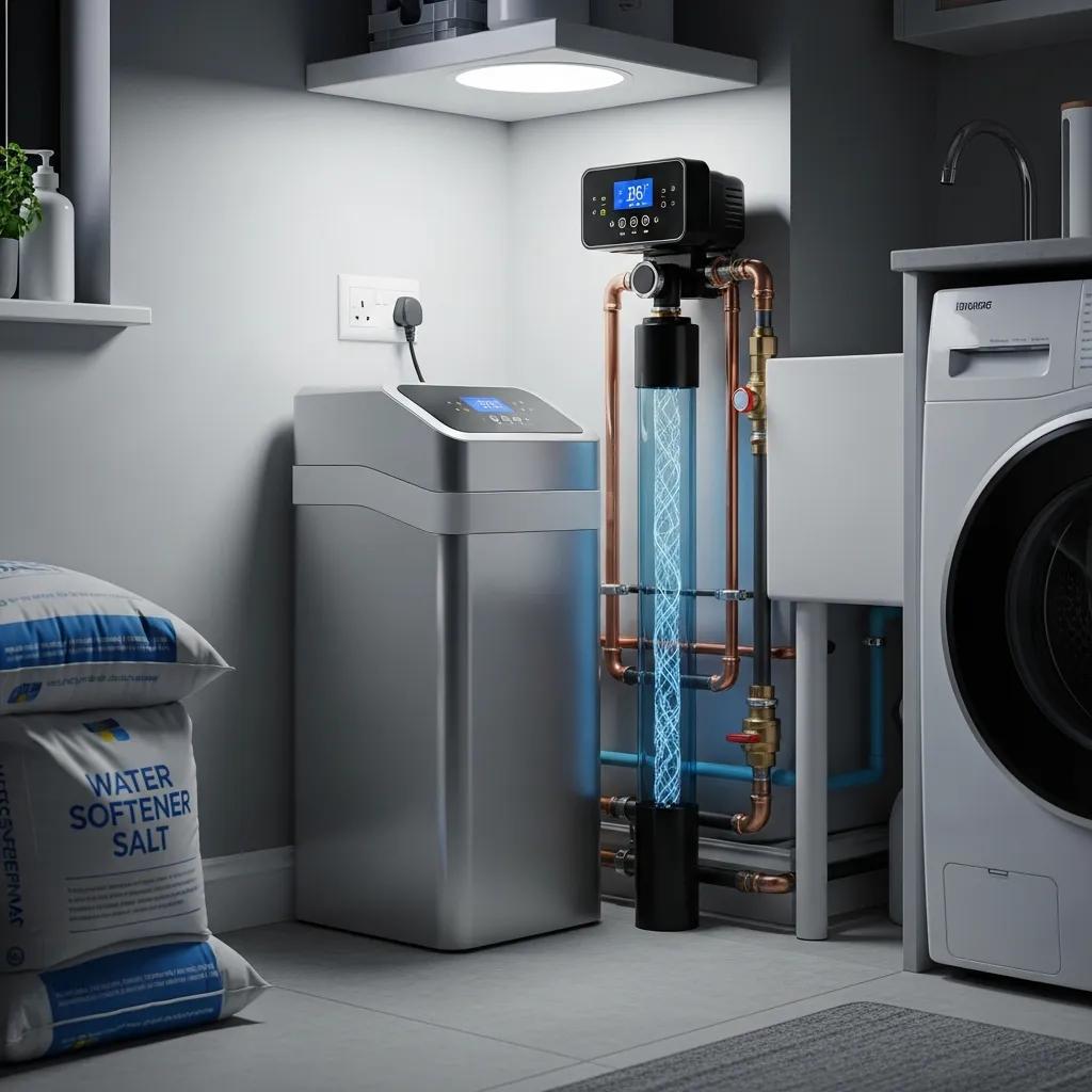 Home water softener unit — modern setup showing size and placement