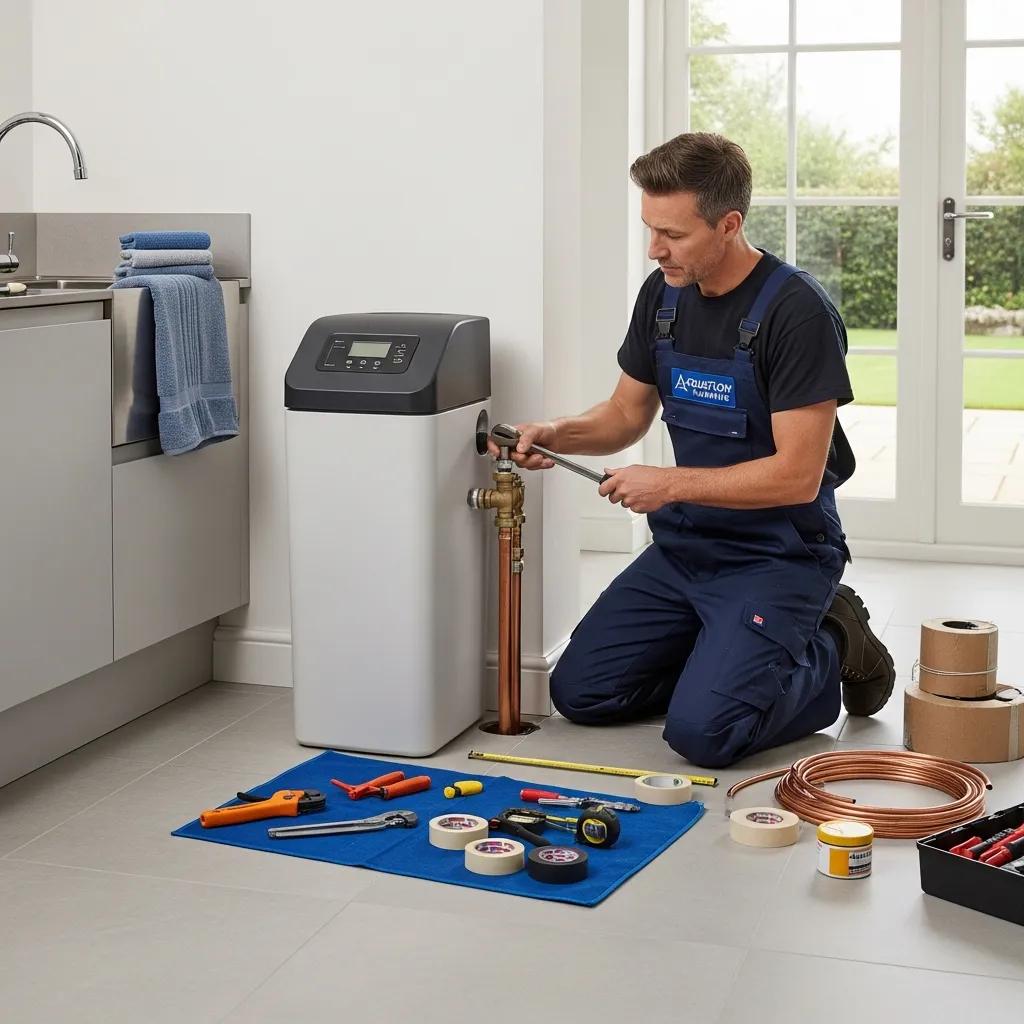 Brightwater plumber installing a water softener in a modern Orlando home