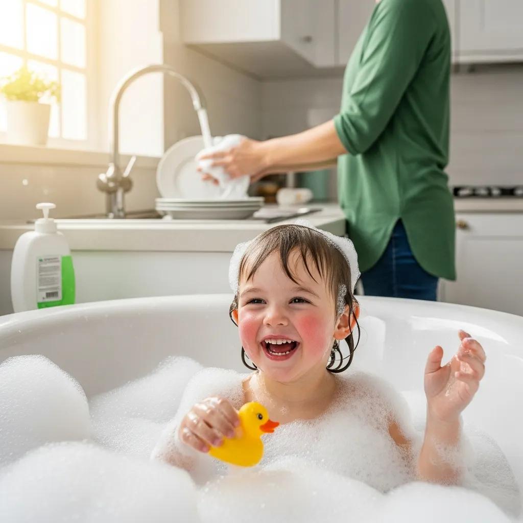 Orlando family enjoying the advantages of soft water at home, like cleaner dishes and softer laundry
