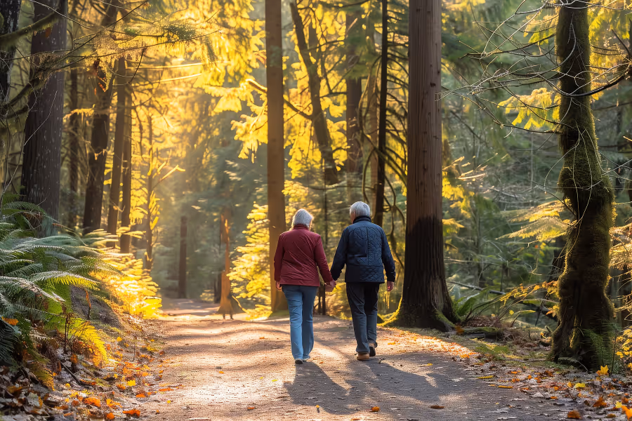 Older couple walking without knee pain
