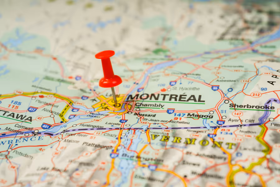 Map with Montreal pinned