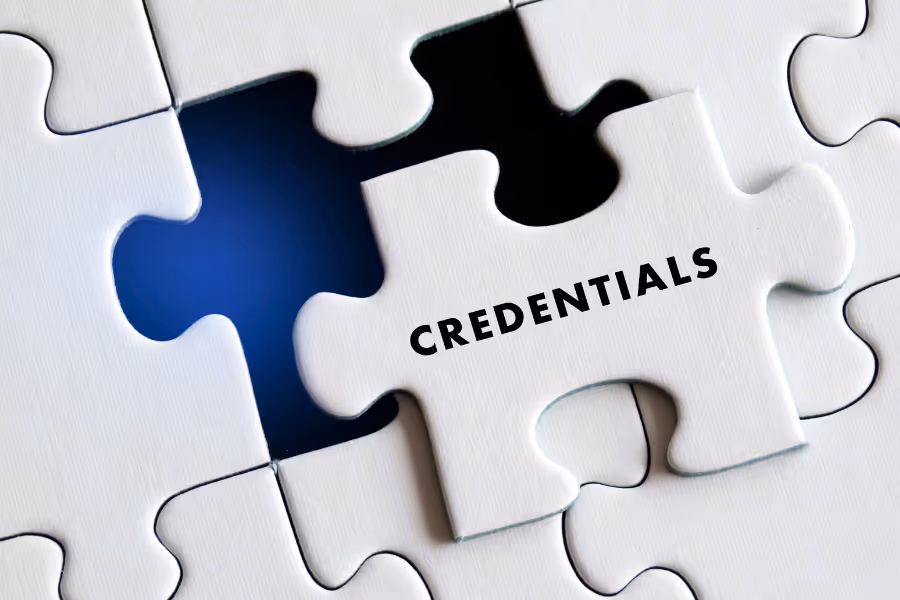 Credentials visual as a missing puzzle piece