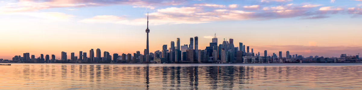Toronto Ontario skyline view at sunset