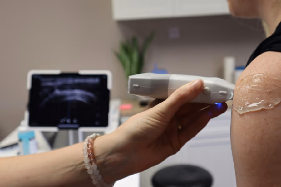 Closeup of private shoulder ultrasound