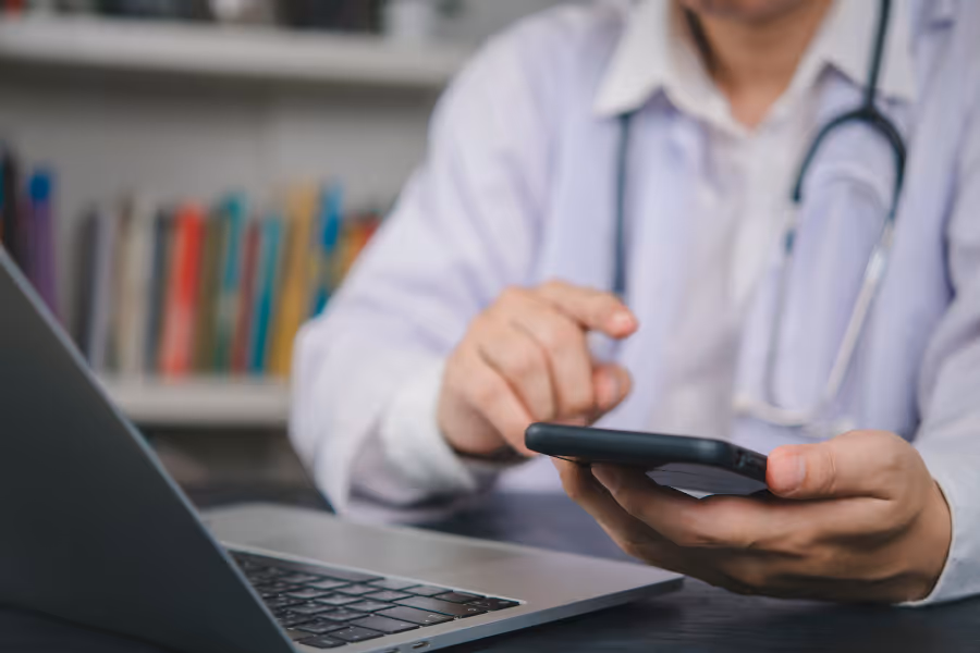 Private surgeon performing post-surgery virtual care followups