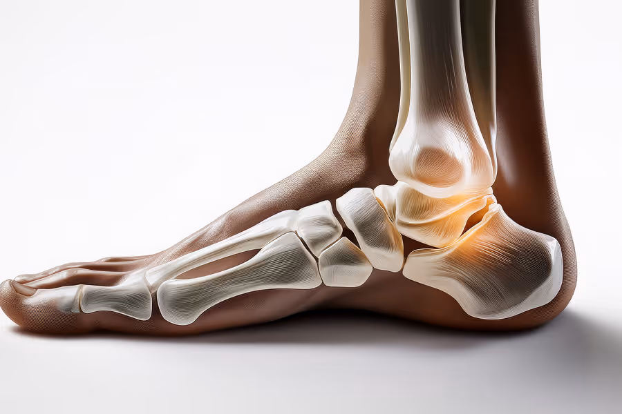 Représentation visuelle des os et des ligaments de la cheville