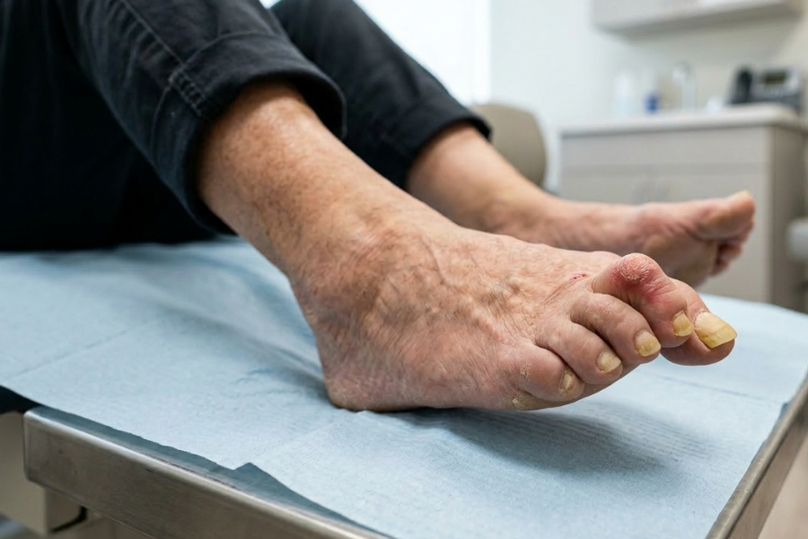 Closeup of mallet toe