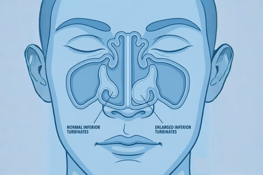 Diagram of enlarged turbinate needing surgery