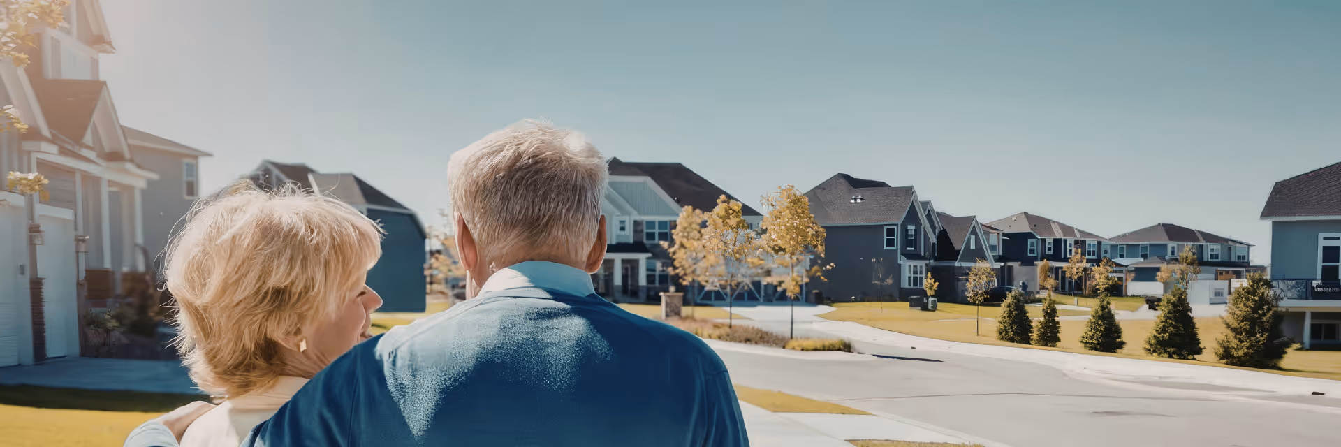 Man and women in suburban setting