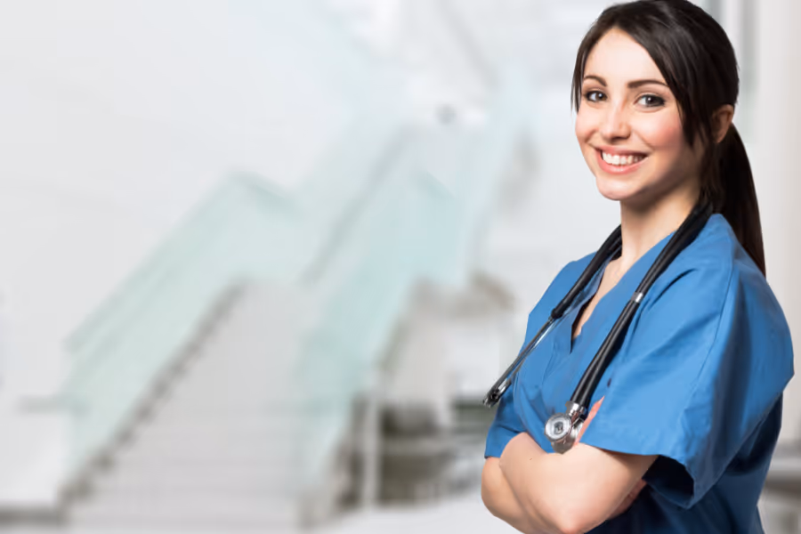 Cosmetic nurse posing