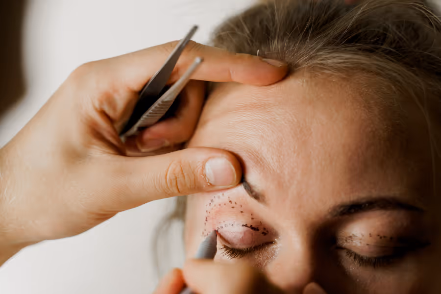 Eyelids being prepped for surgery