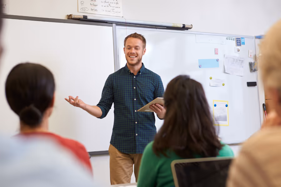 Male teacher presenting