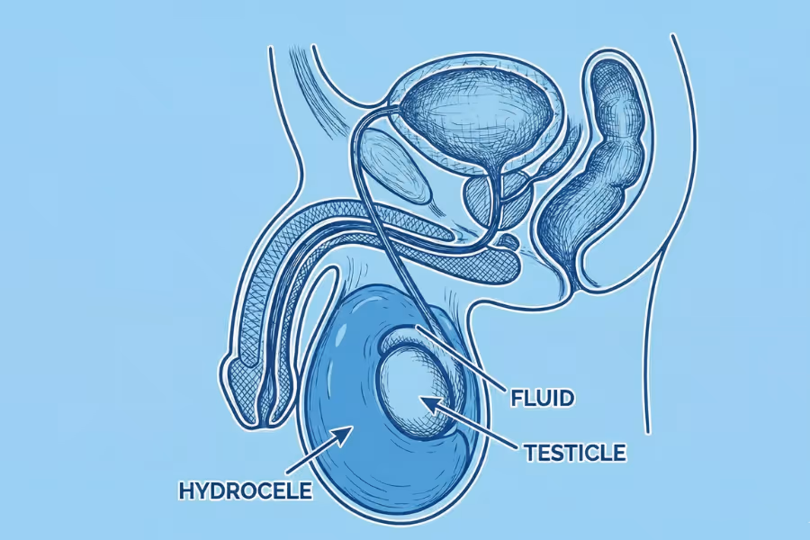 Visual showing enlarged hydrocele