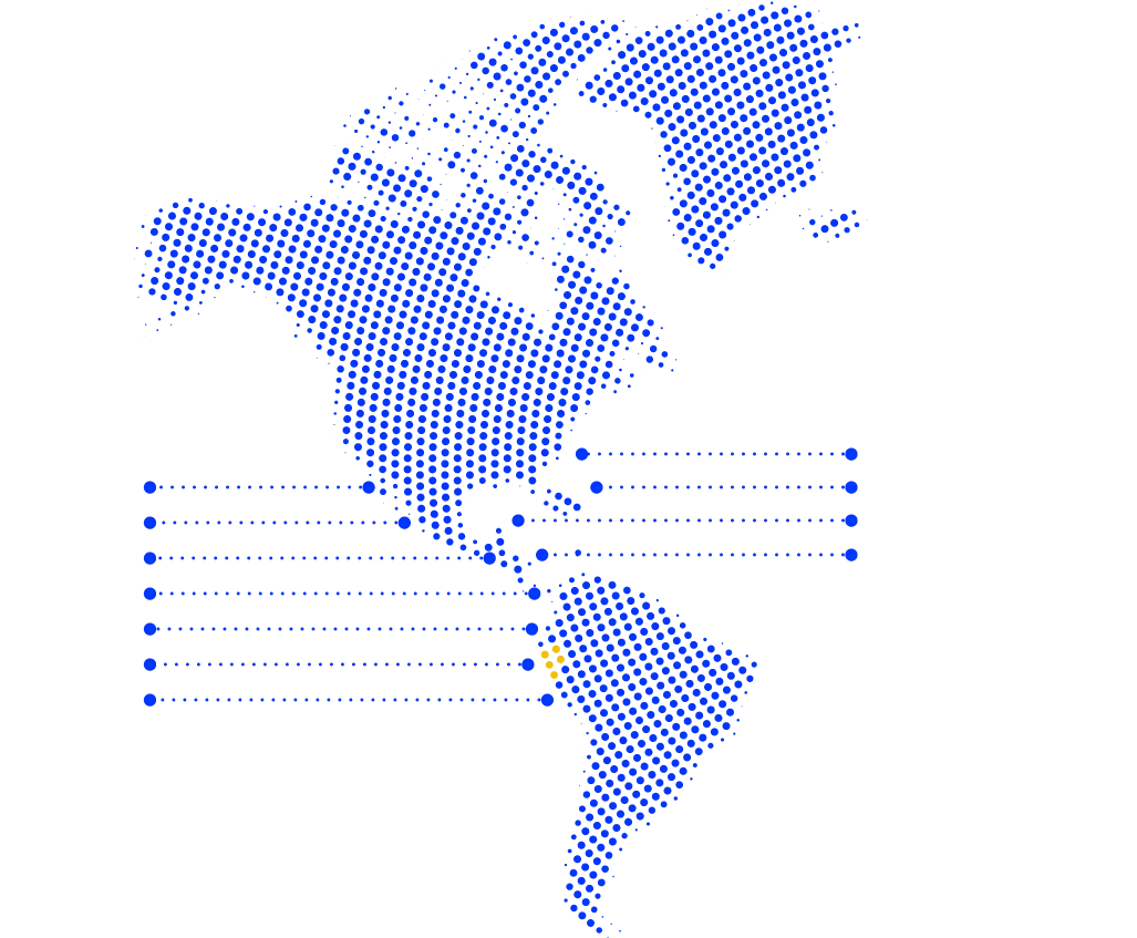 Mapa de América donde se detallan los países con presencia de Mobilvendor.