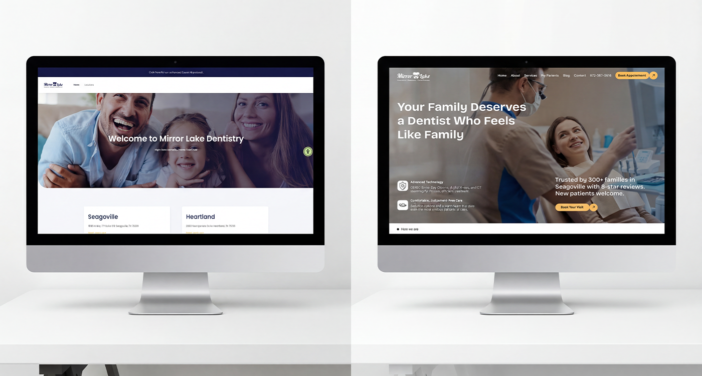 Side-by-side comparison of outdated and modern healthcare website designs