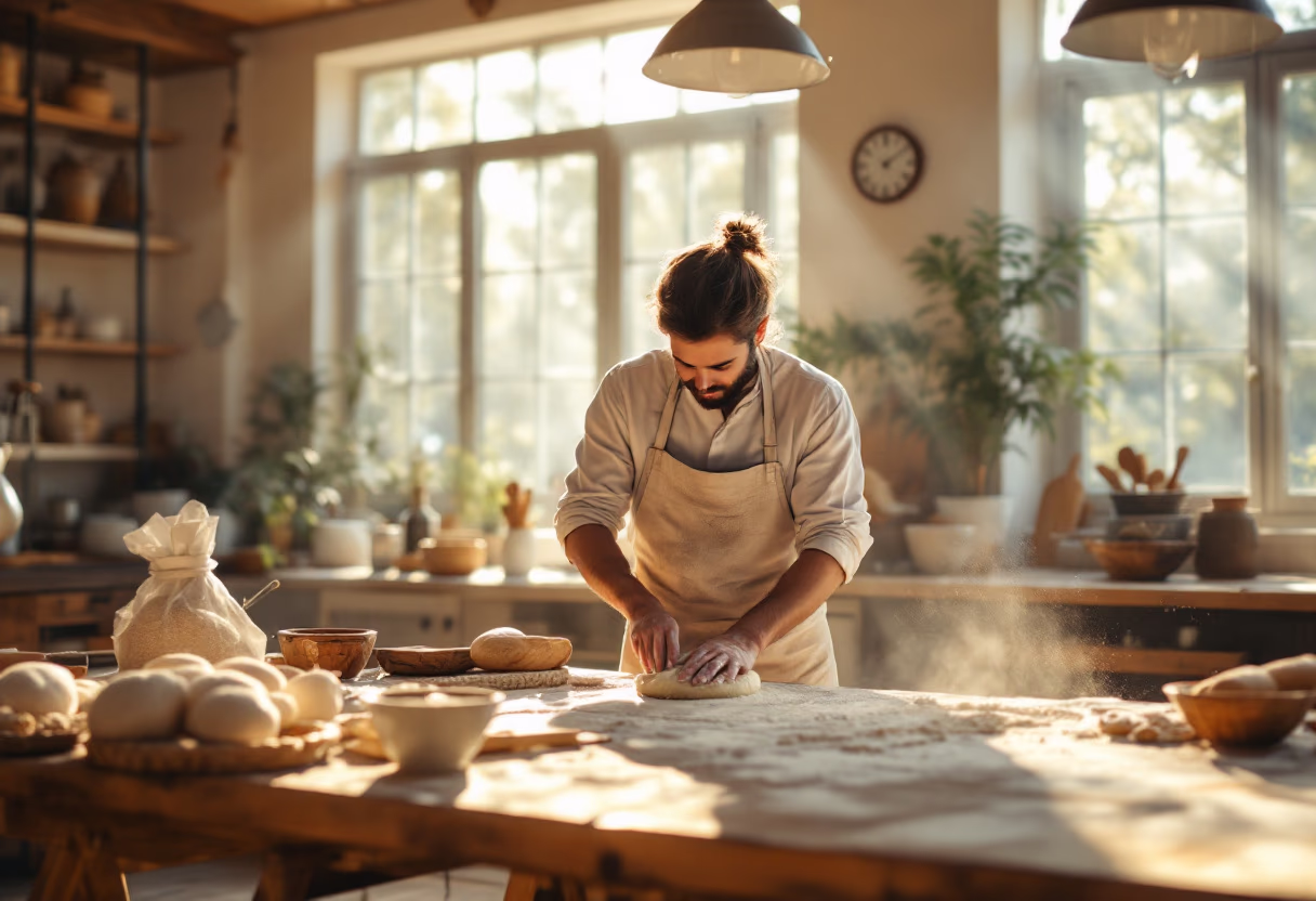 image of baking process in a bakery