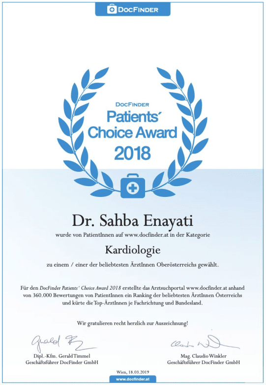 Docfinder Patients Choice Award 2018