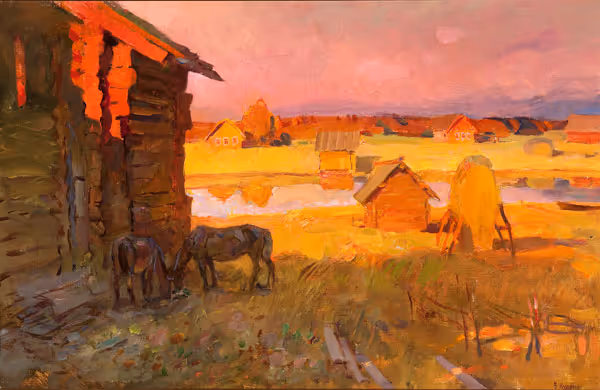 Victor Petrovich Kudrin: A Warm Evening (1925) Oil on canvas